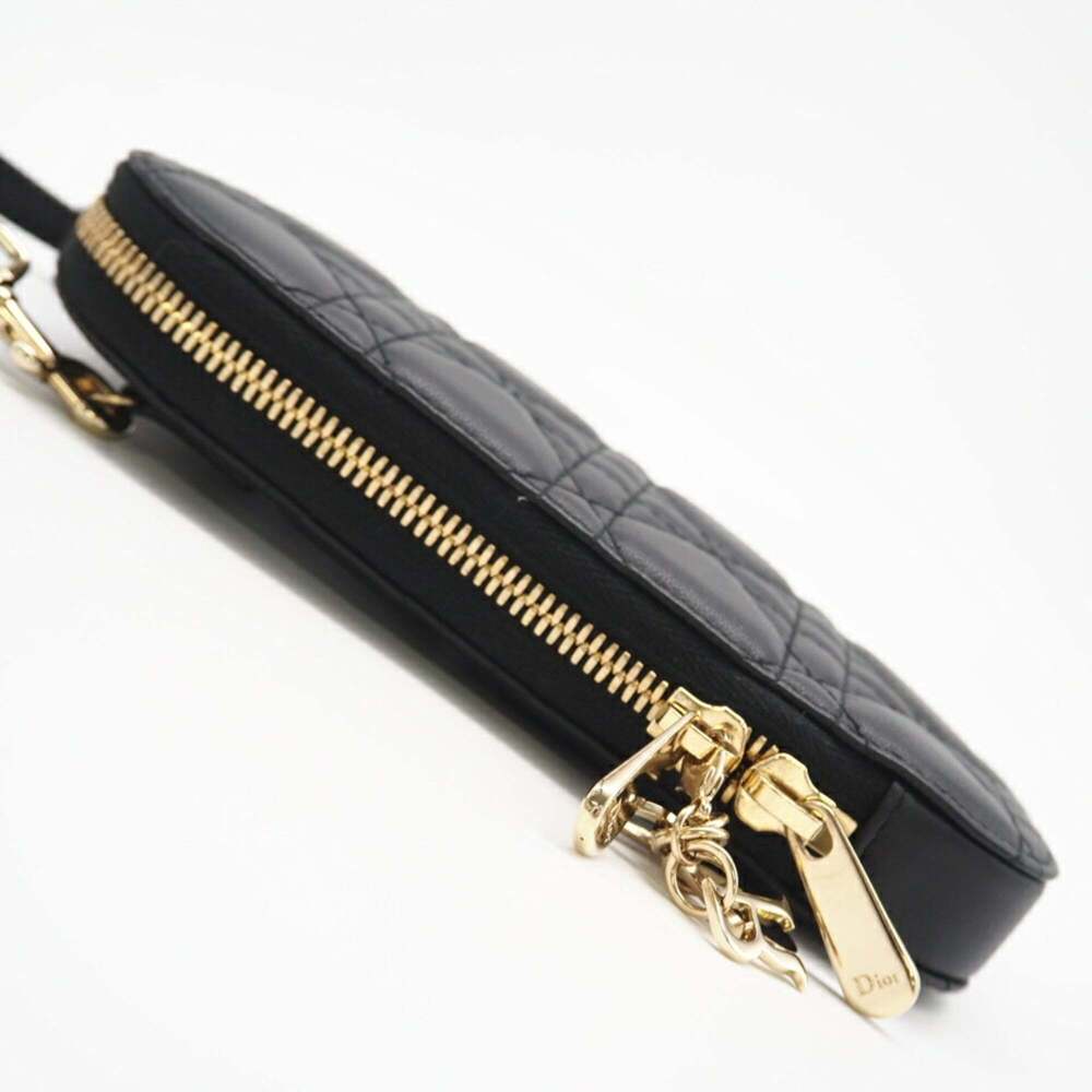 CHRISTIAN DIOR Black Lambskin Leather Shoulder Bag - Picture 6 of 12